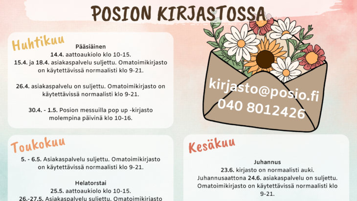 Posion kirjaston aukioloajoissa poikkeuksia