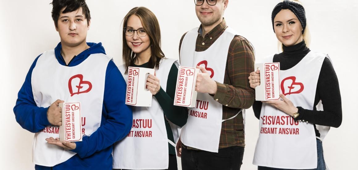 Yhteisvastuukerääjiä. Kuvituskuva.