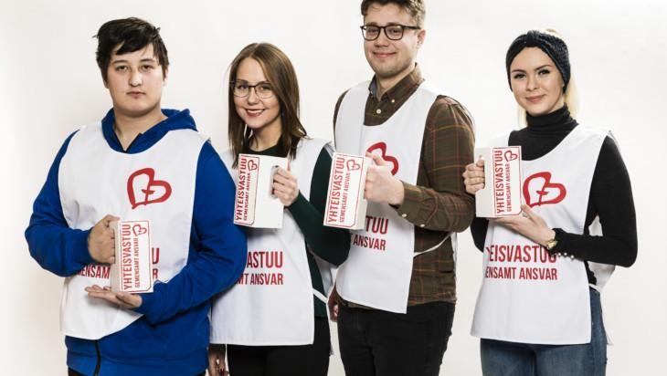 Yhteisvastuukerääjiä. Kuvituskuva.